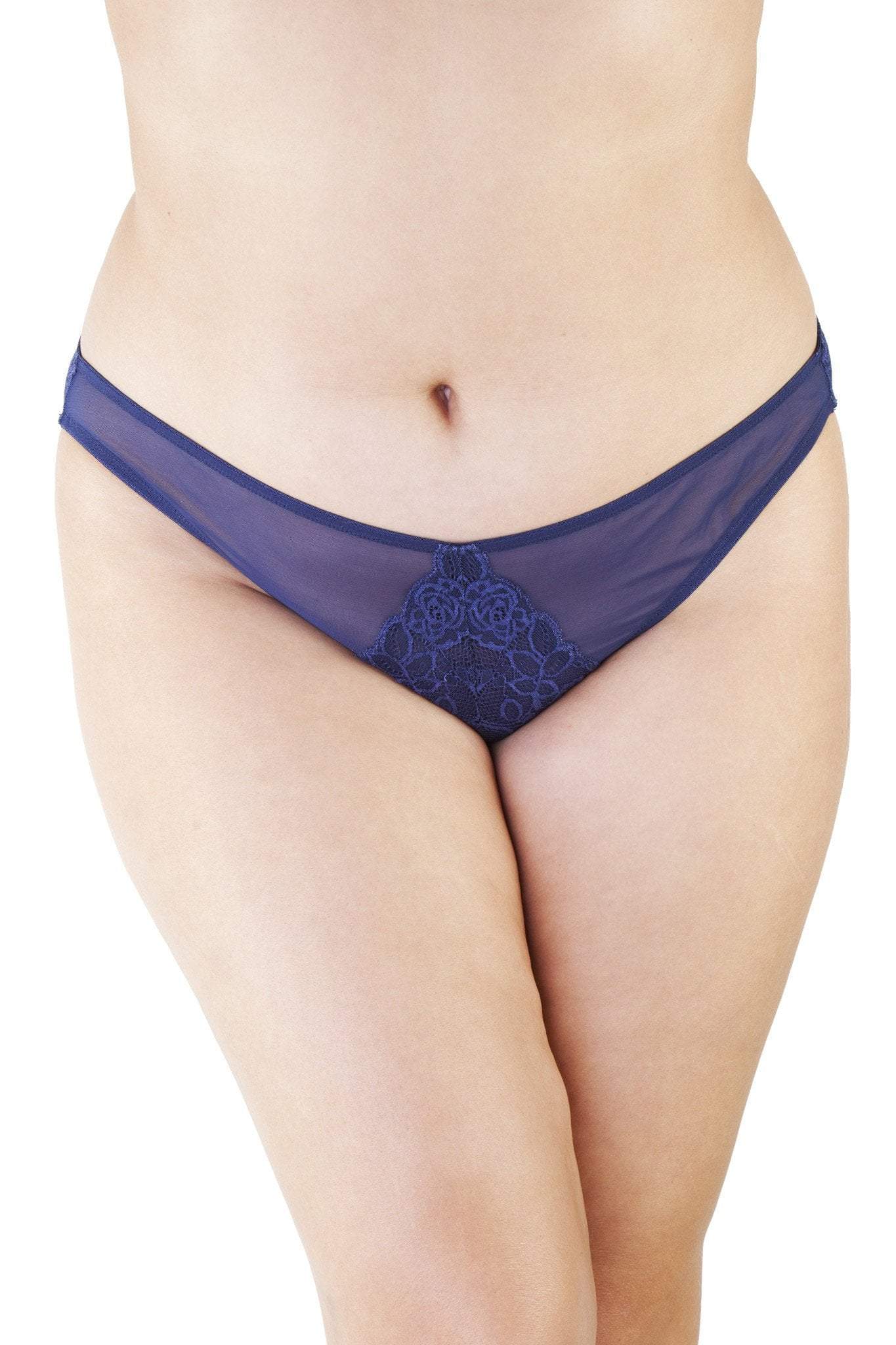 Sadie Midnight Blue Lace Curve Brief