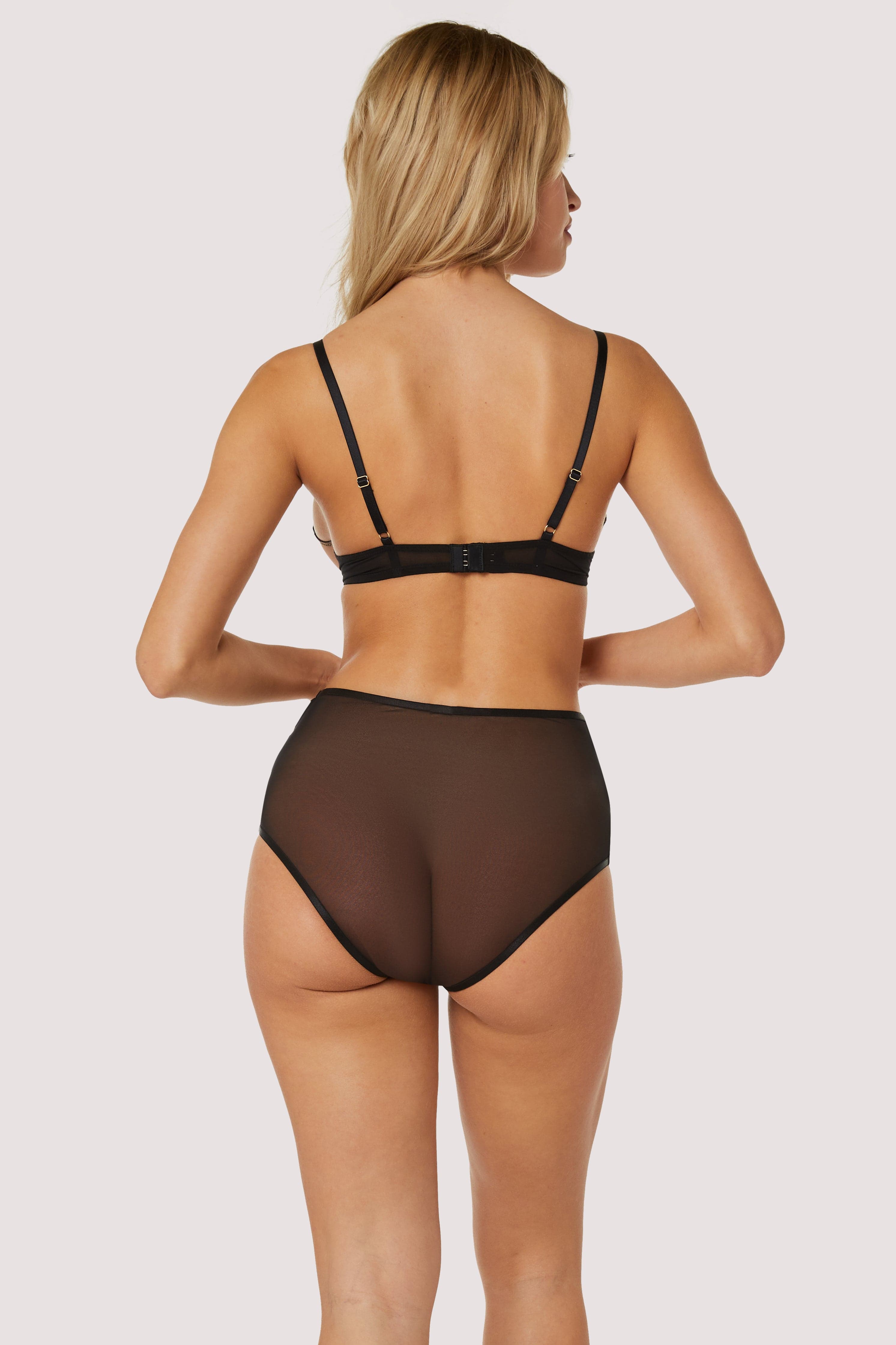 Tiger Peach Mesh Embroidered High Waisted Brief