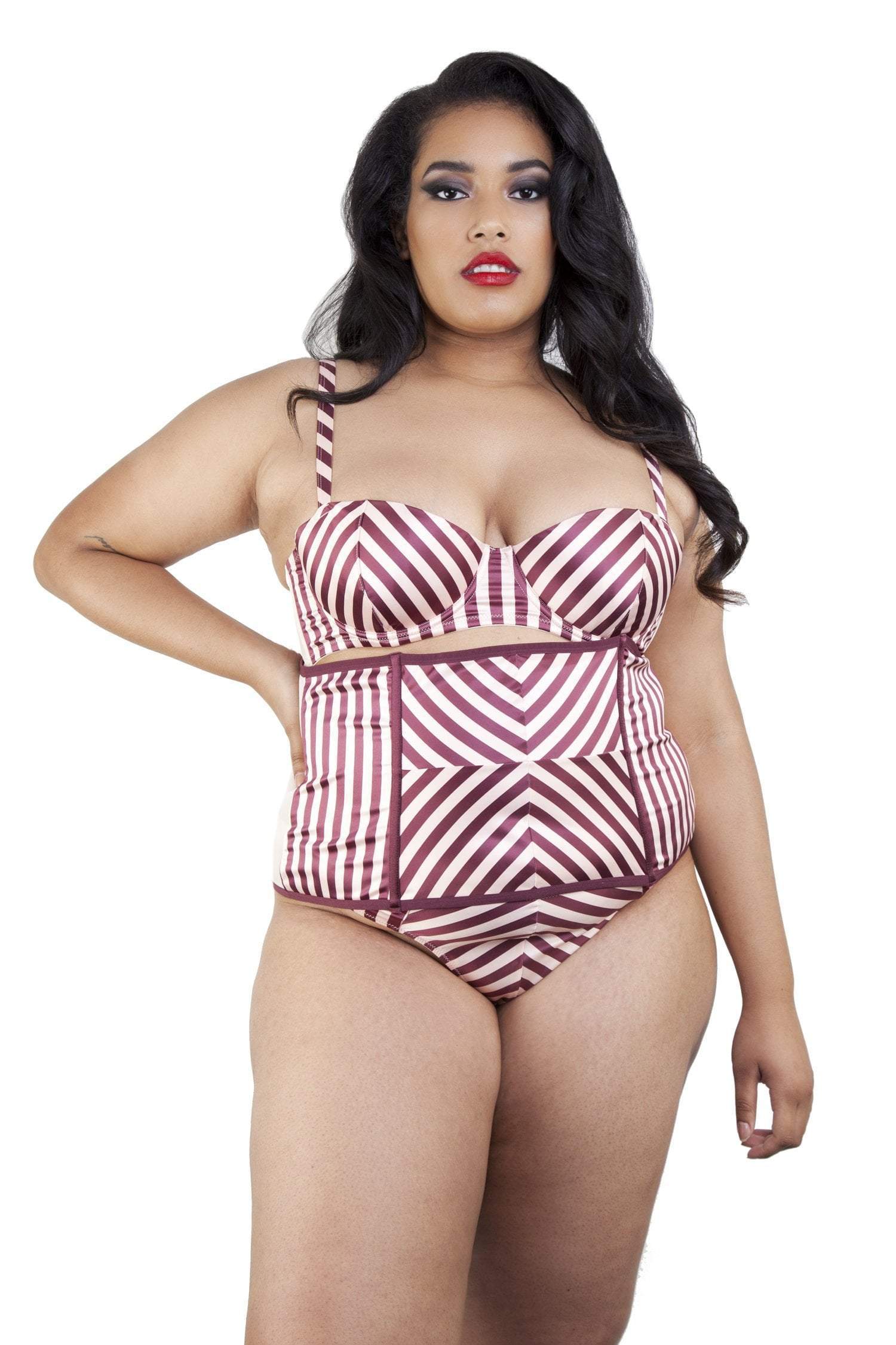 Beatrix Red Placement Stripe Waspie Curve