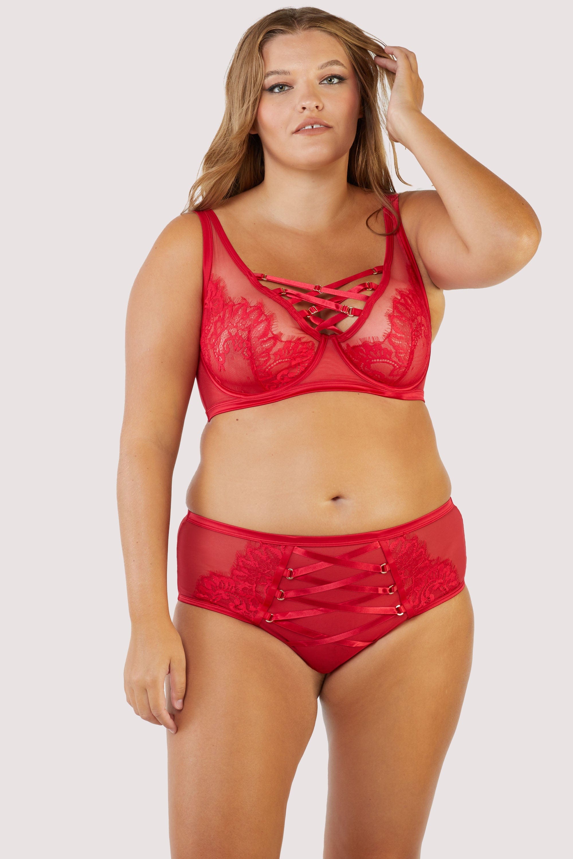 Kylie Red Lace Up High Apex Bra