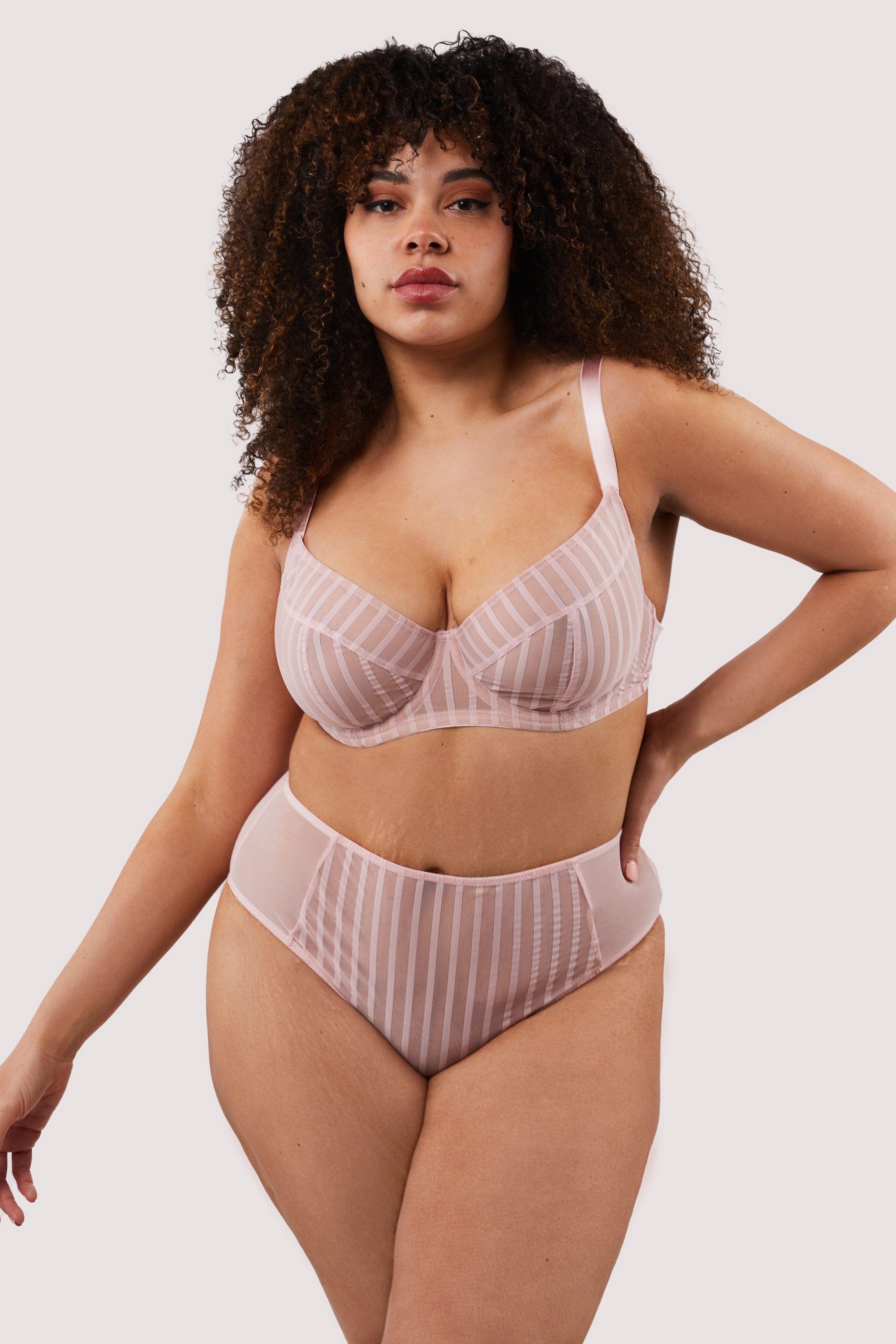 Presley Pink Stripe And Lace Trim Brief