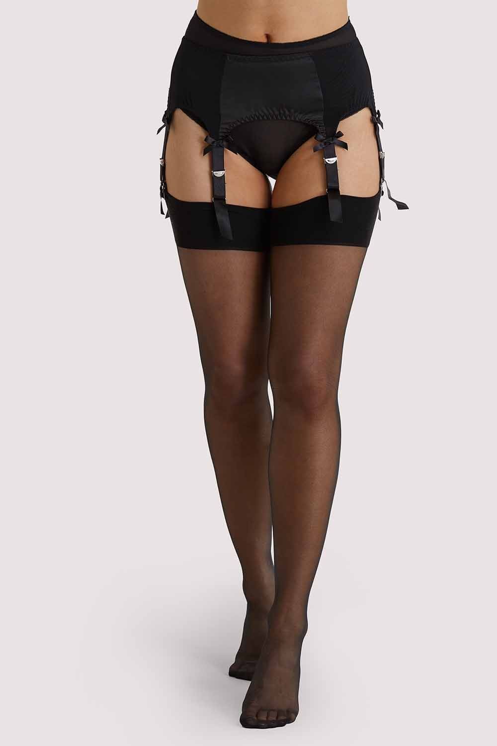 Bow Back Seamed Stockings Black