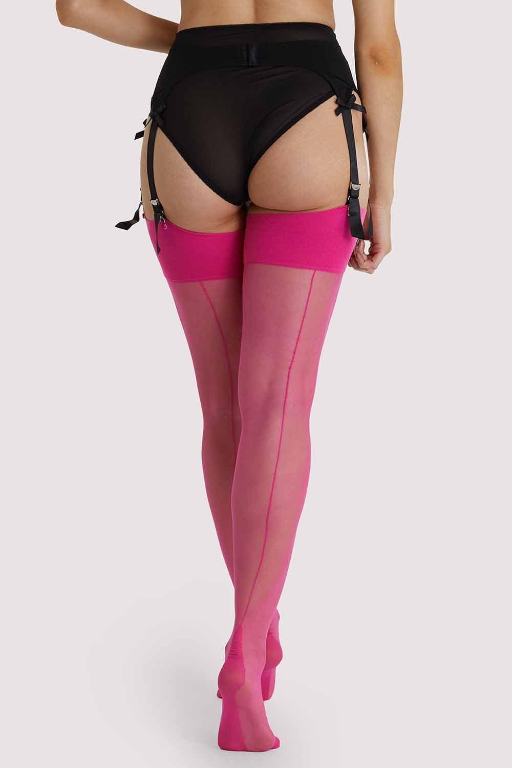 Pink Peacock Seamed Stockings