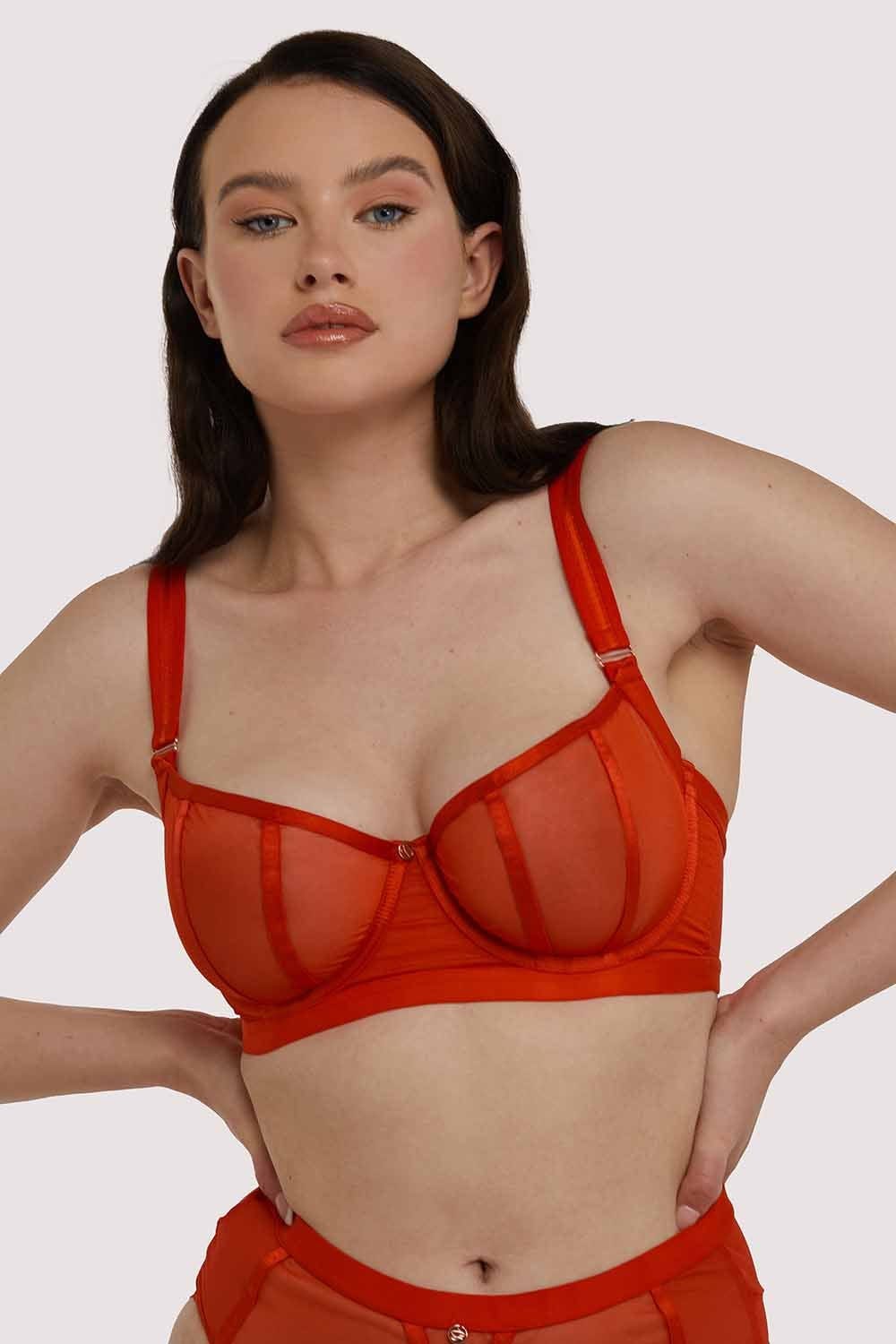 Sheer Chic Flame Red Bra