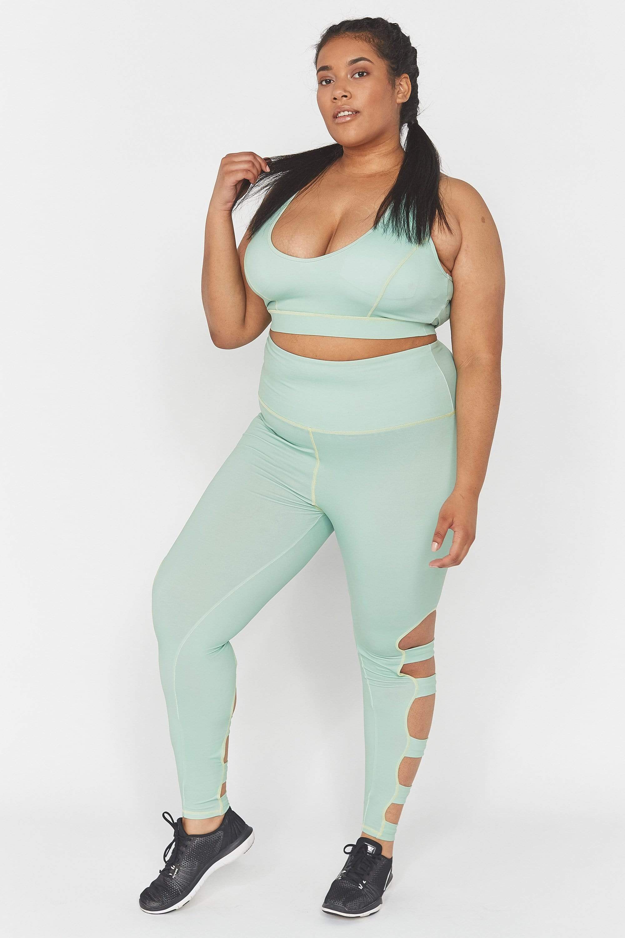 Green Long Strappy Curve leggings