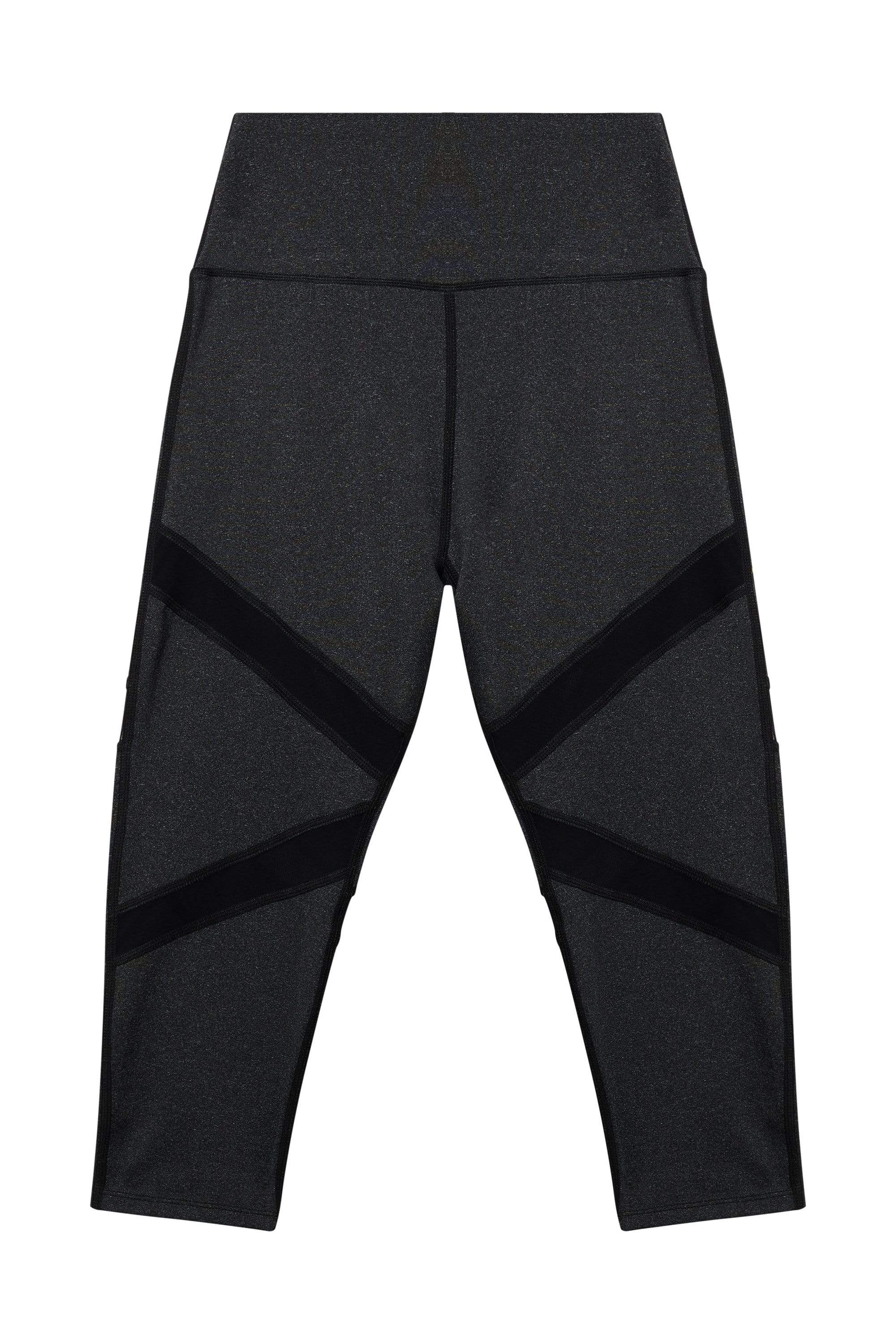 Grey Marl Mesh Panel Crop Leggings