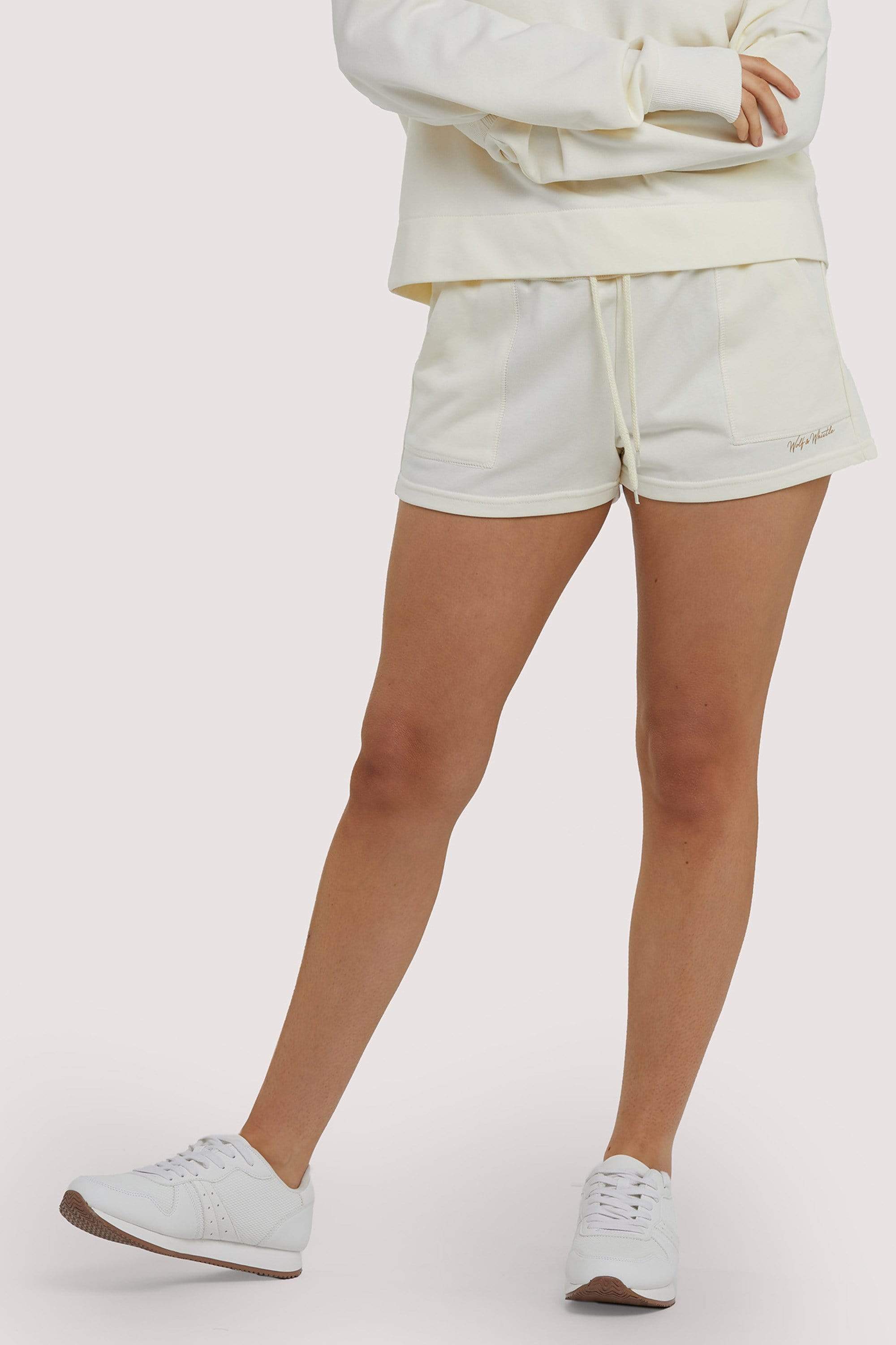 Winter White Tie Waist Shorts