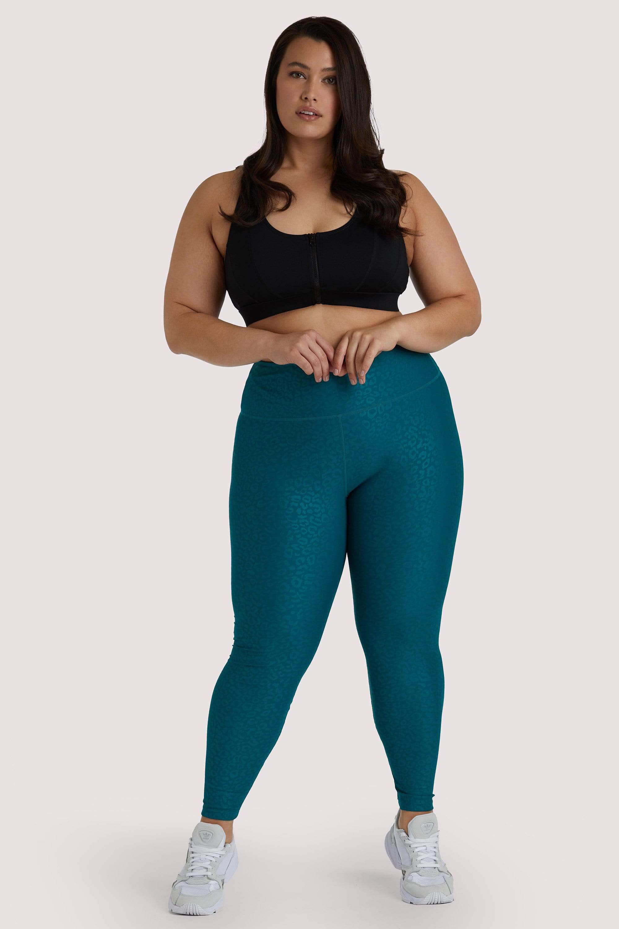 Teal Wet Look Curve Leggings