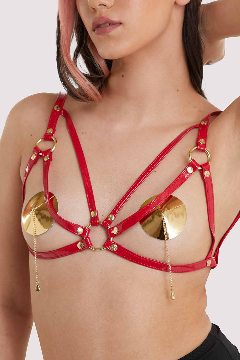 Open Harness Bra Red