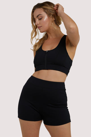 Black Cropped Leggings with Crossover Waistband – Playful Promises