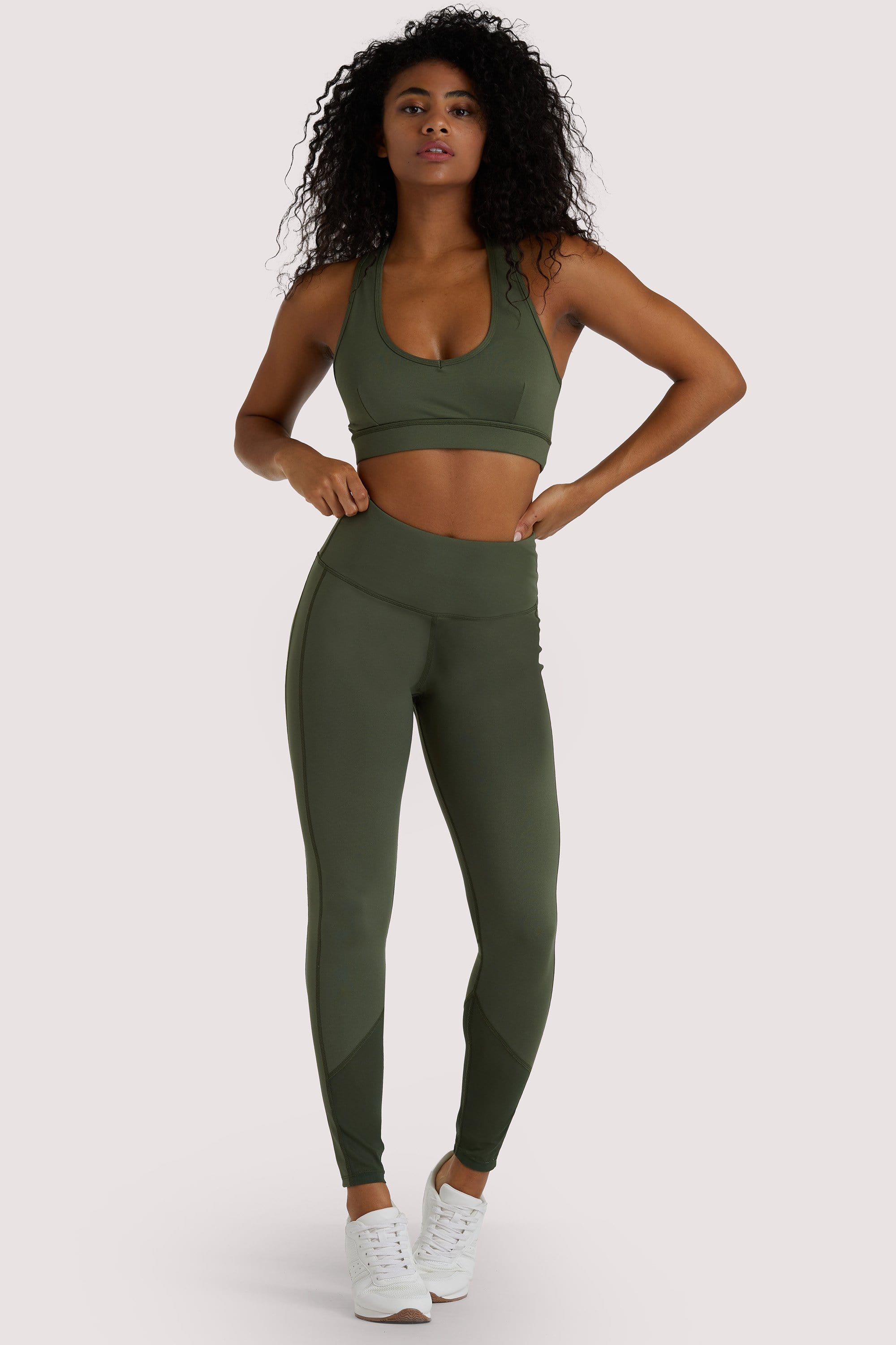 Eco Dusty Olive Mesh Panel Leggings