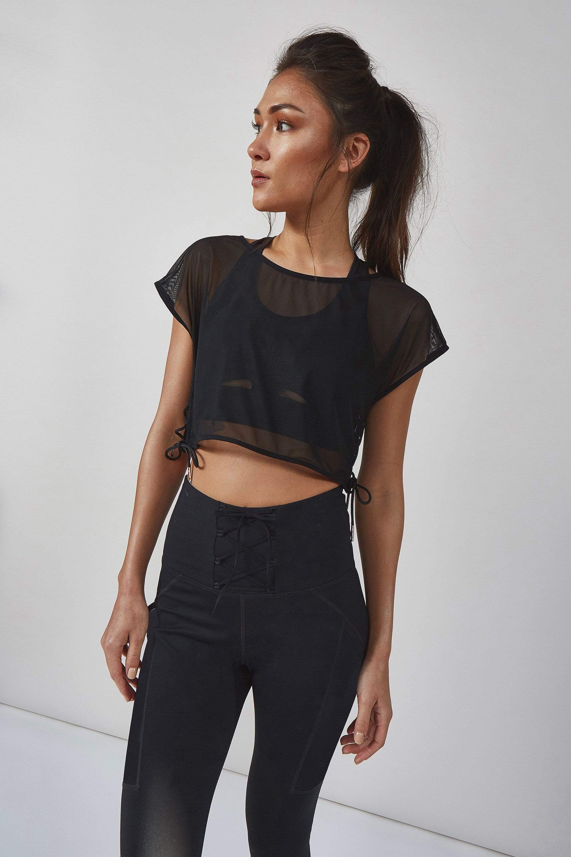 Wolf & Whistle Mesh Crop Top Black