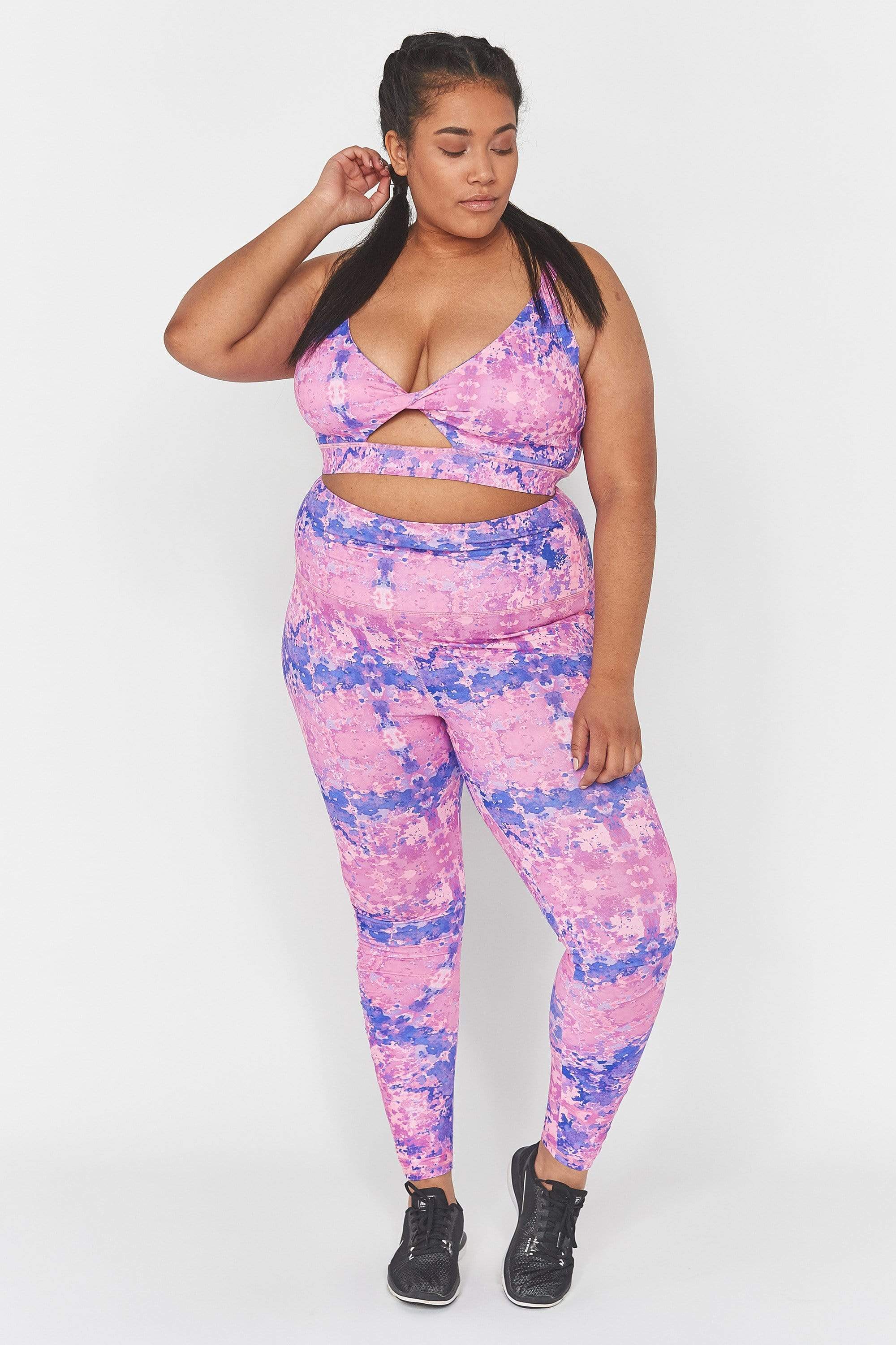 Pink Marble Print Long Curve Legging