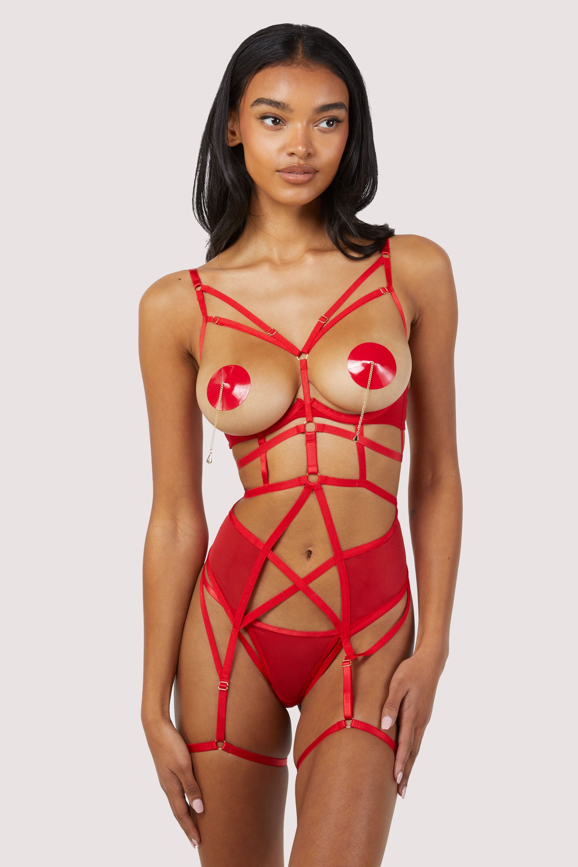 Sarah Red Open Cup Strappy Body UK 18