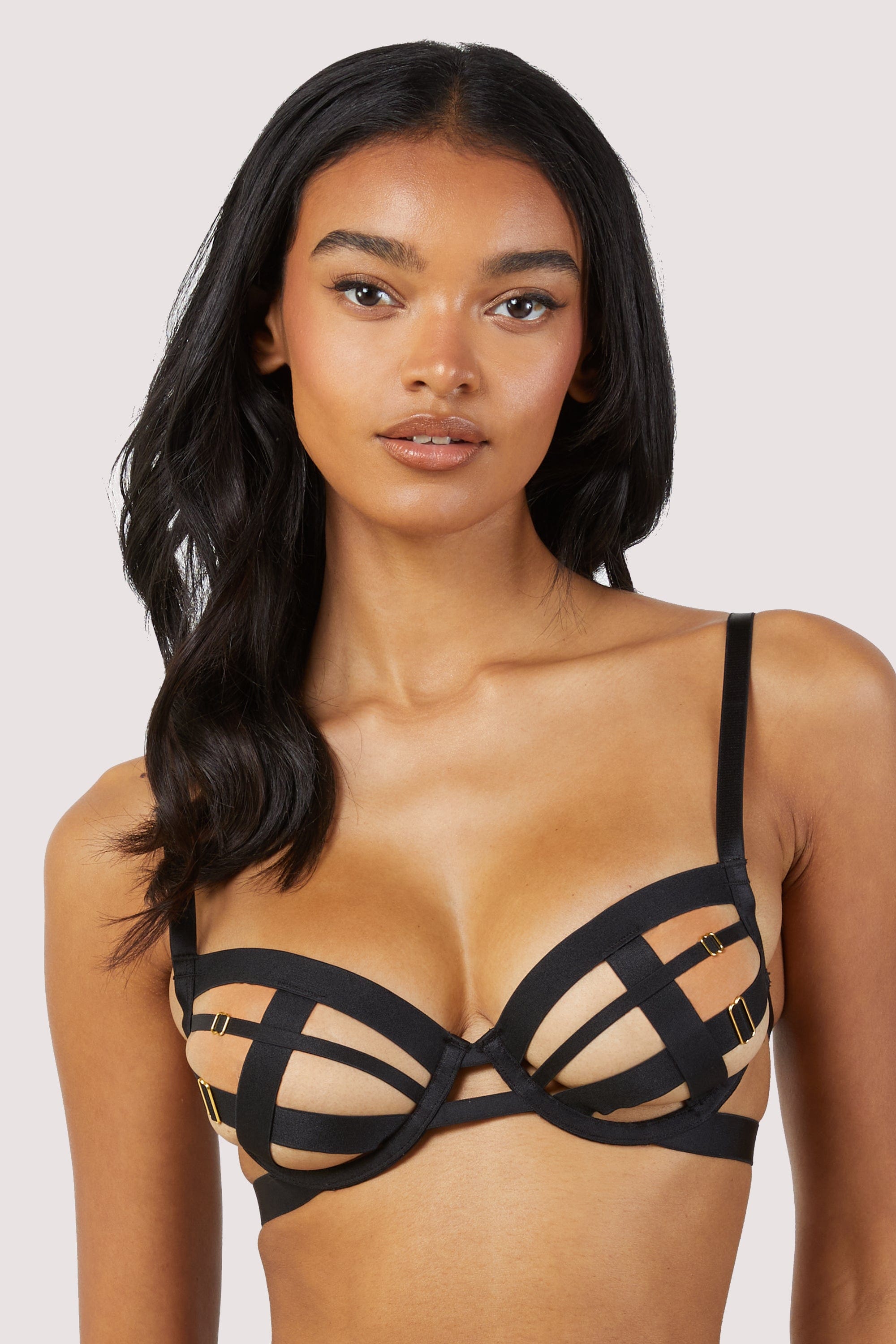 Chantal Black Open Elastic Balconette Bra UK 16