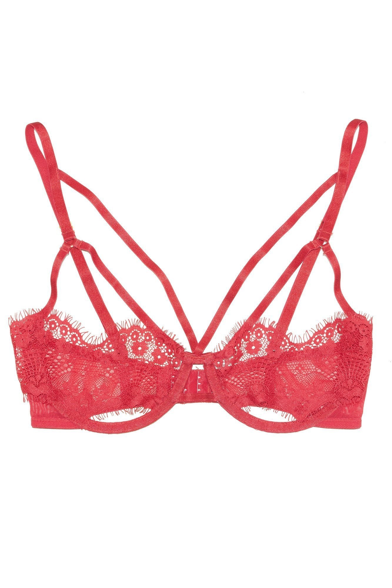 Wolf & Whistle Brody red lace open cup bra - Playful Promises