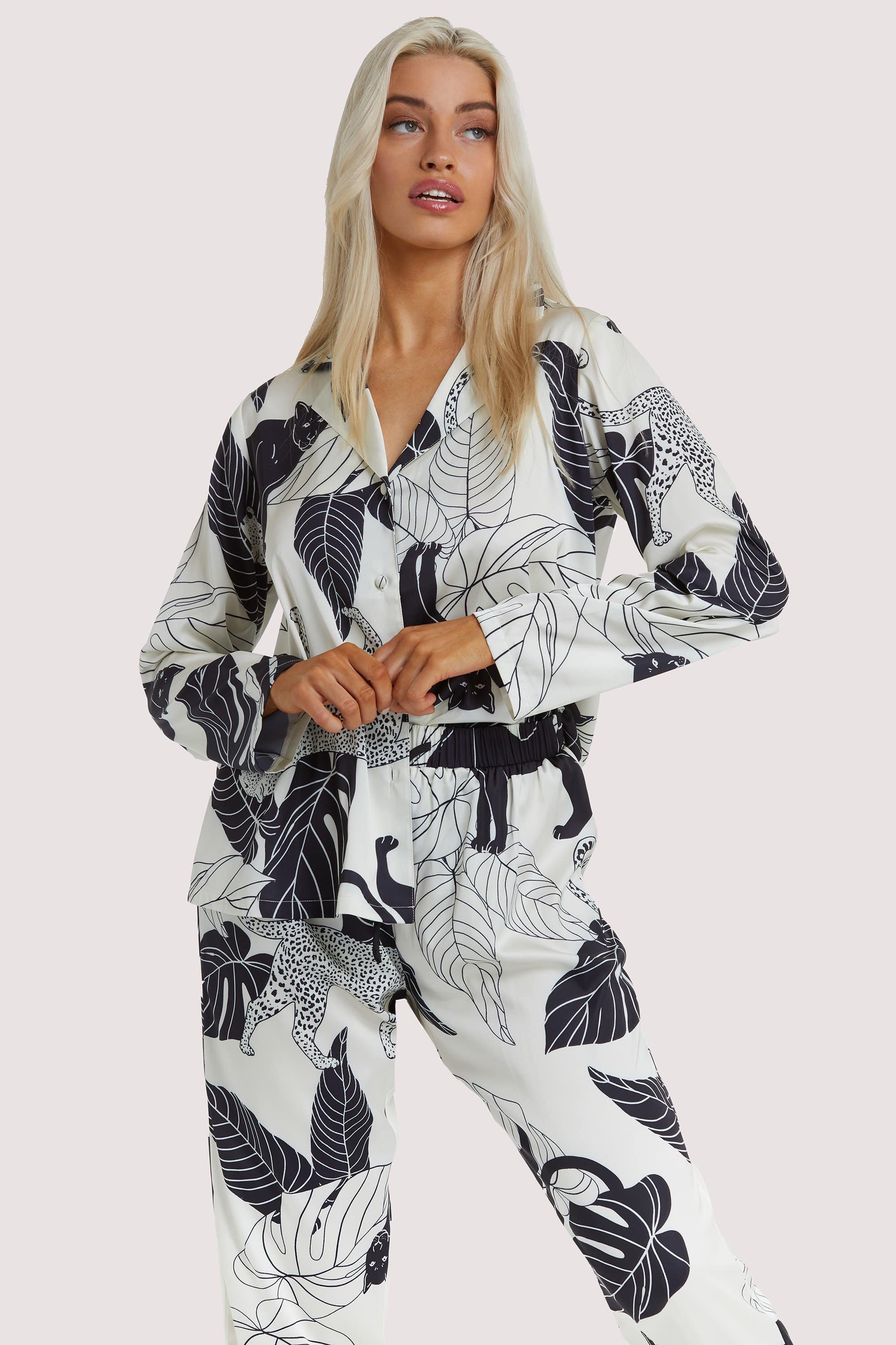 Panther Print Satin Pyjama Set