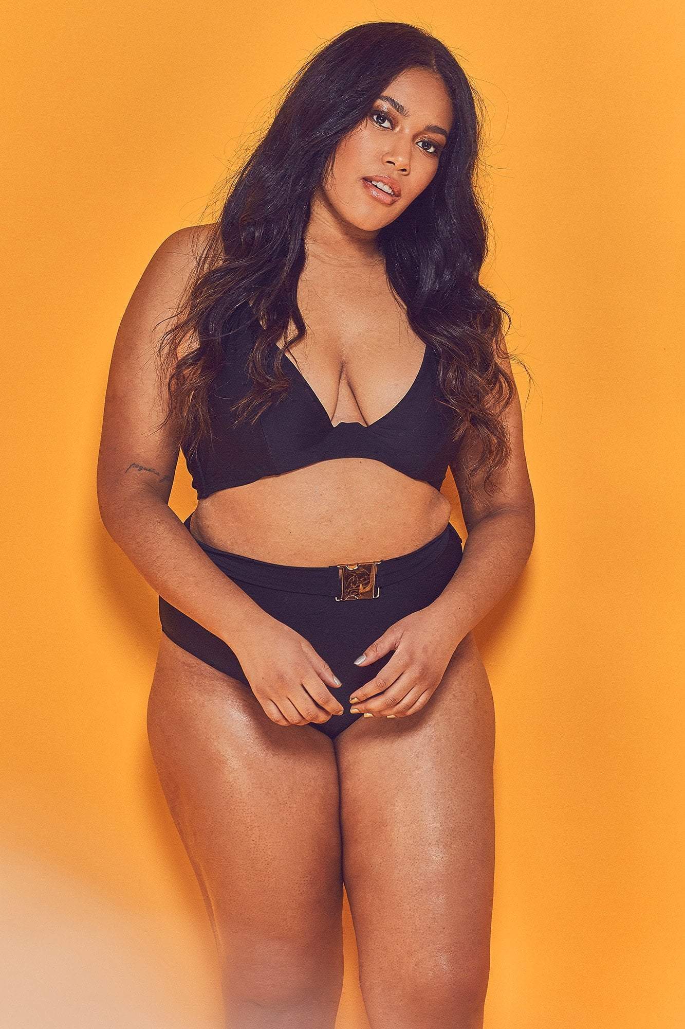 Katya Black Exposed Cradle Bikini Top Curve