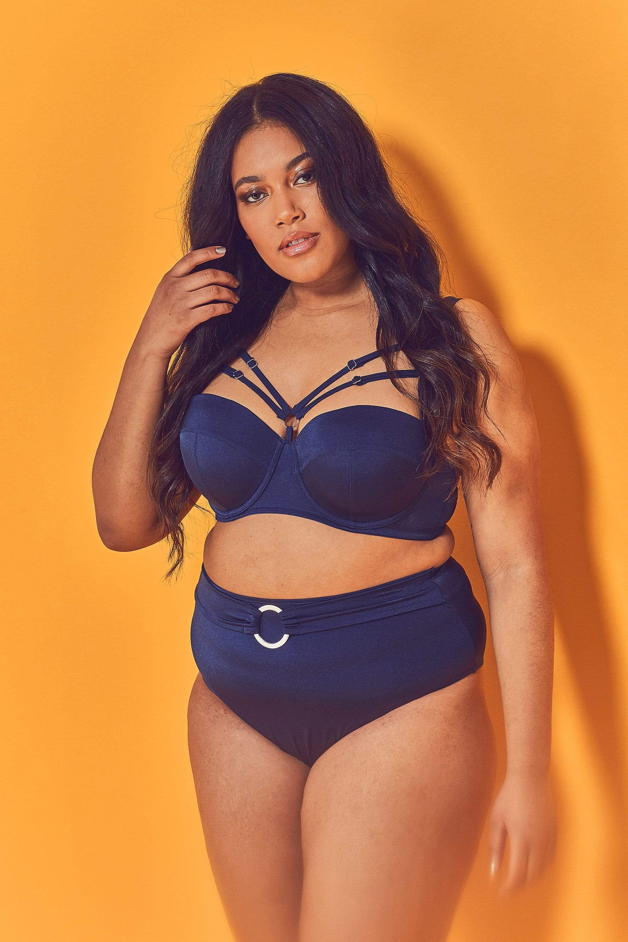 Navy Belted Bikini Brief Curve