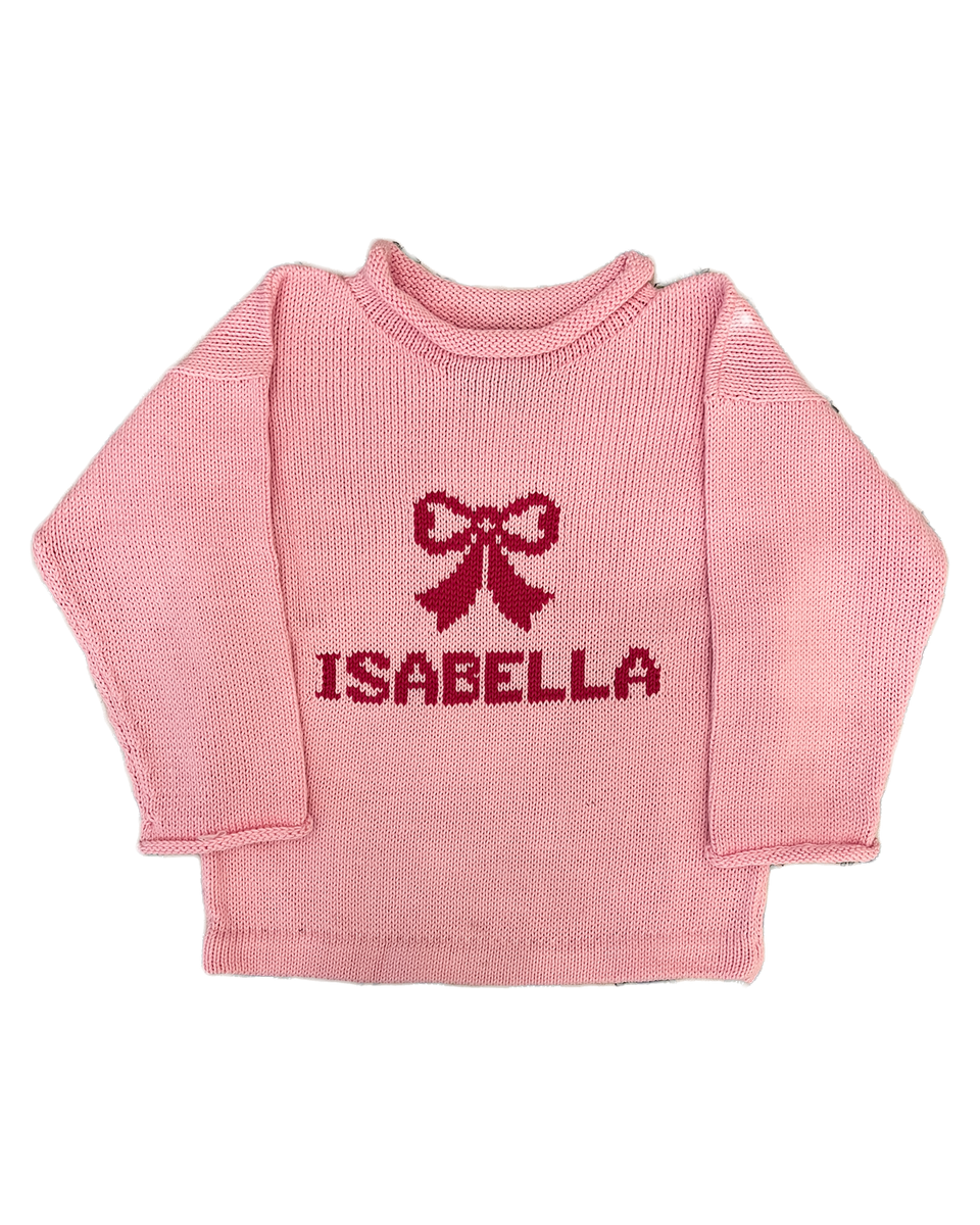 Customizable Knit Girls "Bow" Sweater Grace & James Kids