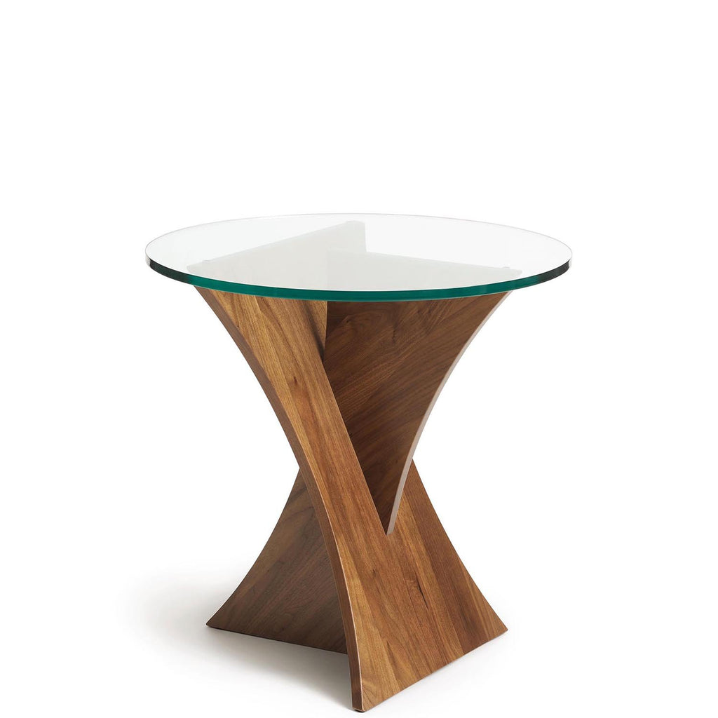 Planes Round End Table In Walnut Copeland Urban Natural Home Furnishings