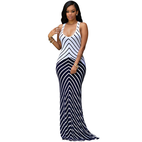 Sexy Striped Long Maxi Dress – Ashlays