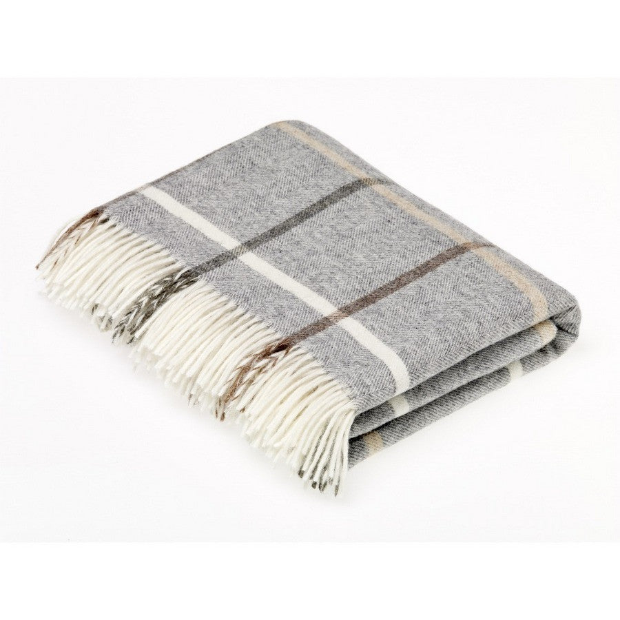 Bronte By Moon Grey Check Luxury Pure New Wool Dog Blanket - Stylish ...