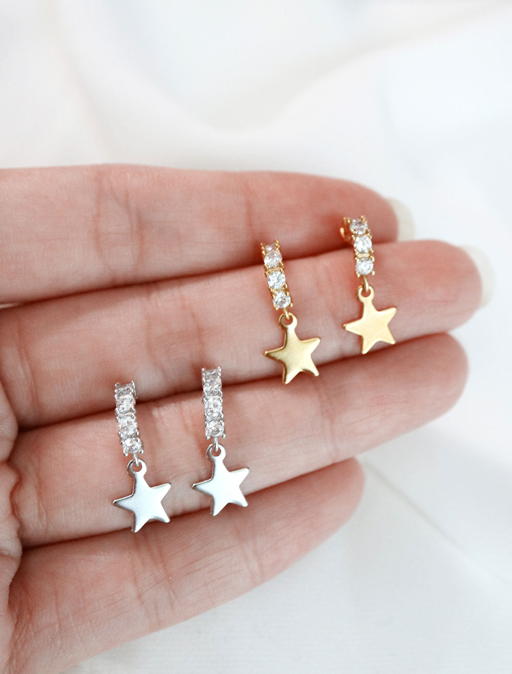 Cz Round Star Charm, Dainty Earring Charms For Hoops, Small