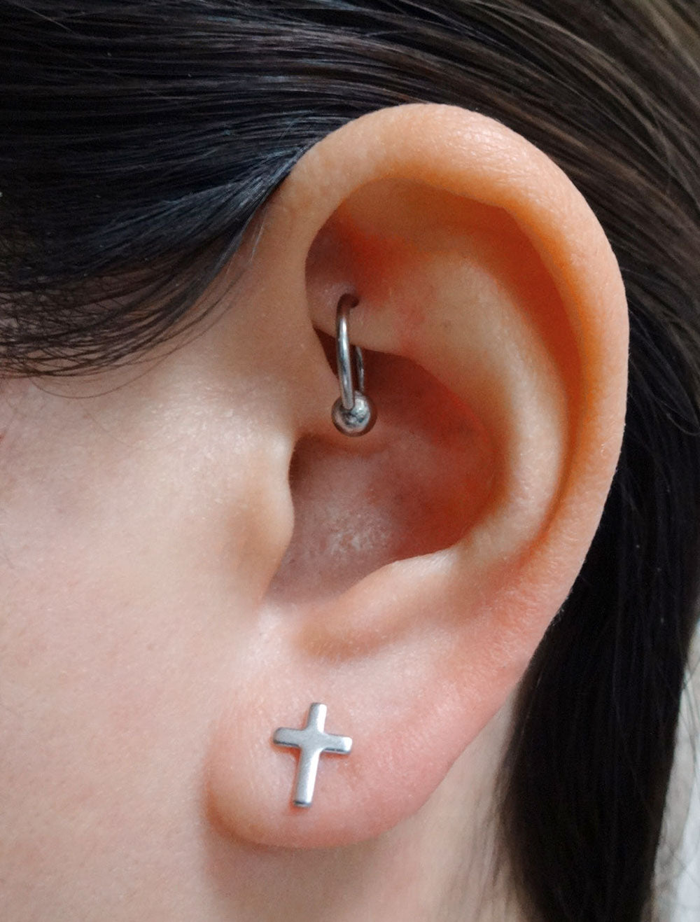 small cross earrings studs