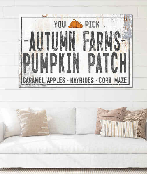 White Autumn Farms Pumpkin Patch Canvas Wall Art - LC60 – Walls of Wisdom