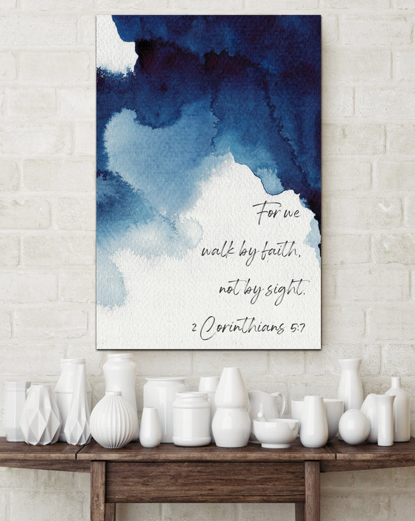 Be Still and Know Prints- Blue Watercolor Contemporary Art Canvas Prin –  Walls of Wisdom