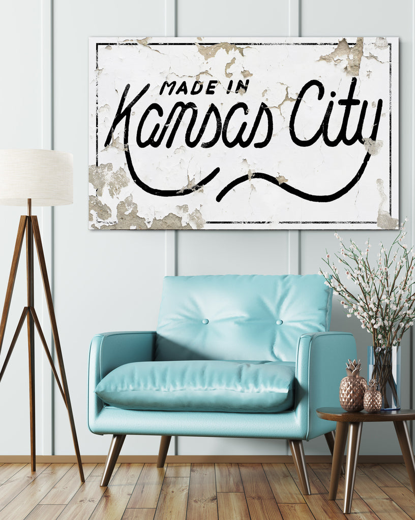 Made In The Kansas City Farmhouse Decor Canvas Wall Decor Vintage Sign