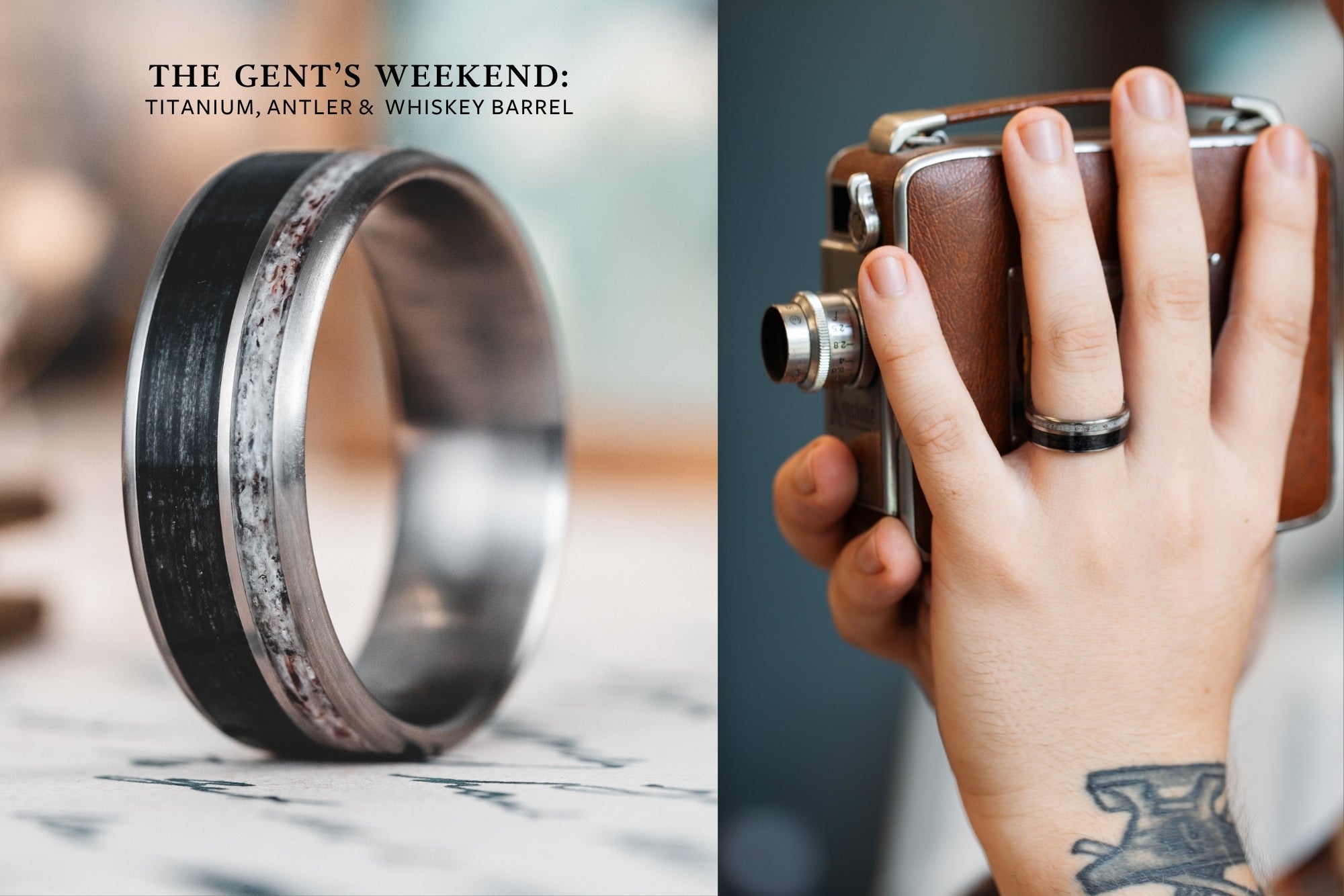 the-gents-weekend-titanium-antler-whiskey-barrel-ring