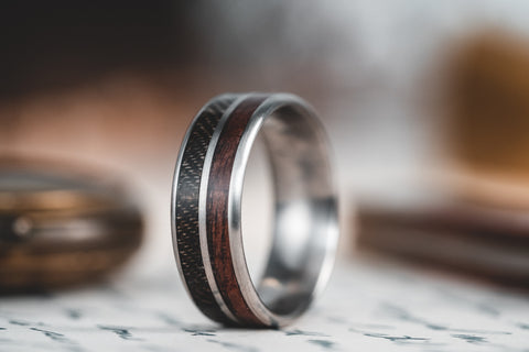 Picture of a titanium ring inlaid with Springfield 1903 and WW1 Infantryman's uniform
