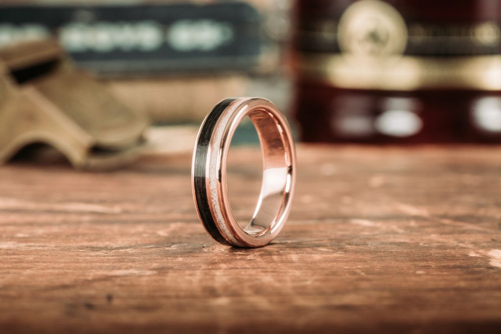rose-gold-men-wedding-band-whiskey-barrel-elk-antler-gents-weekend-10k-vs-14k-gold-what-you-need-to-know-rustic-and-main
