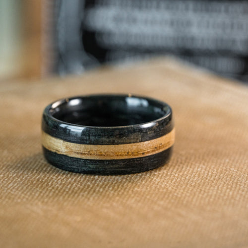 Whiskey Barrel Oak Wood Ring, 3mm Band - Unknown / Titanium