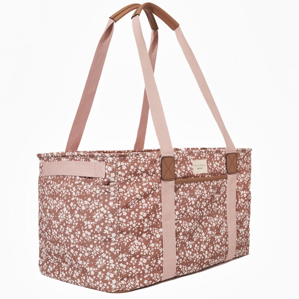 Traveling Abroad Reversible Tote in Brown/Peach • Impressions Online  Boutique