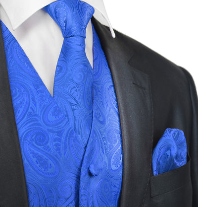 black suit blue tie