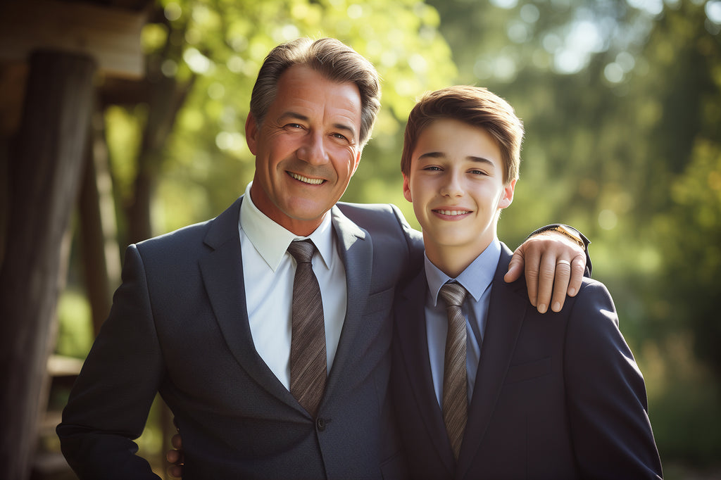 Father and son wearing neckties