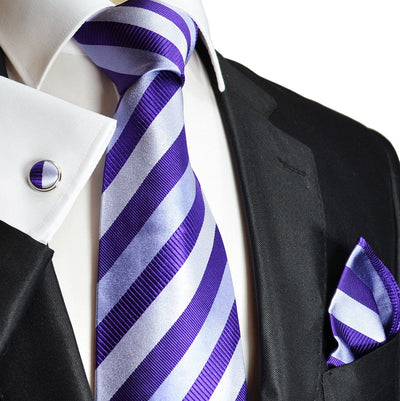 Lavender Striped Silk Necktie Set by Paul Malone Paul Malone Ties - Paul Malone.com