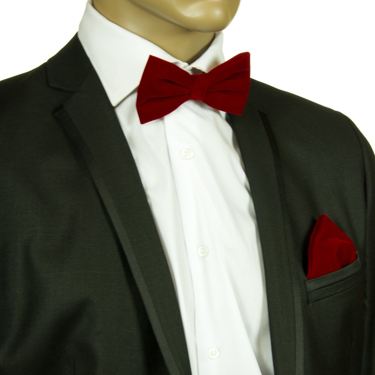 Dark red velvet bow-tie