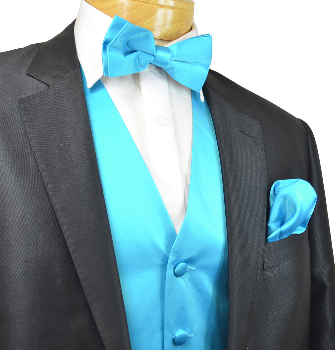 Solid Blue Turquoise Tuxedo Vest Set