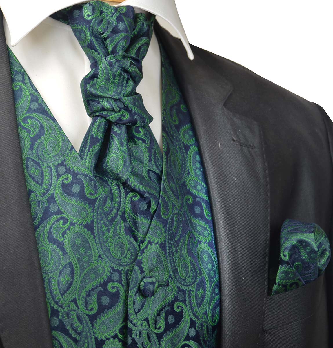 Emerald Paisley Tuxedo Vest Set