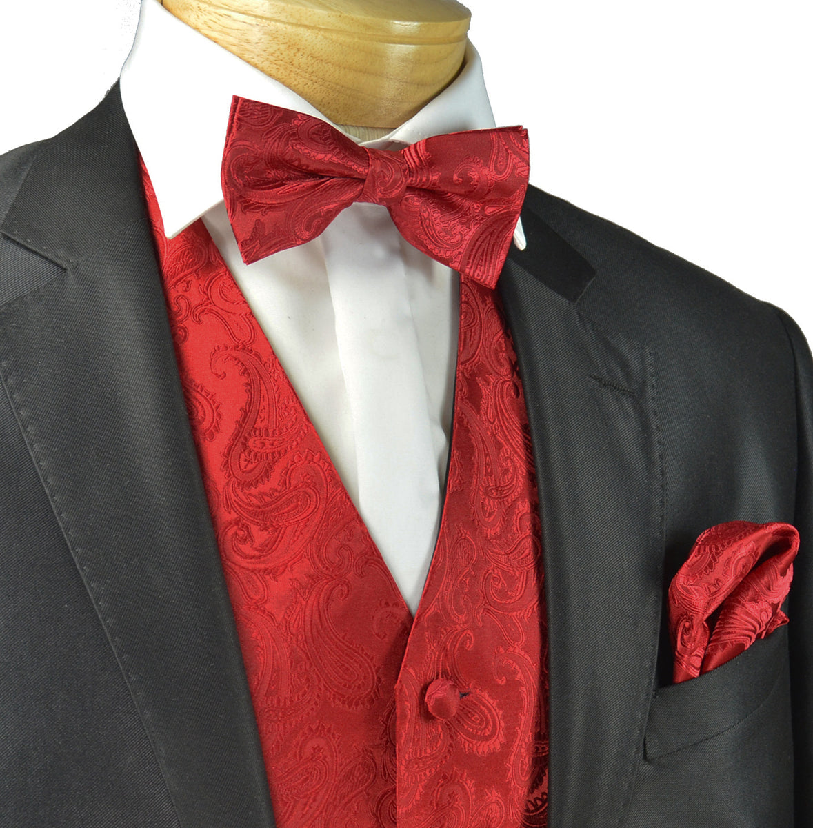 Red Paisley Tuxedo Vest Set | Paul Malone