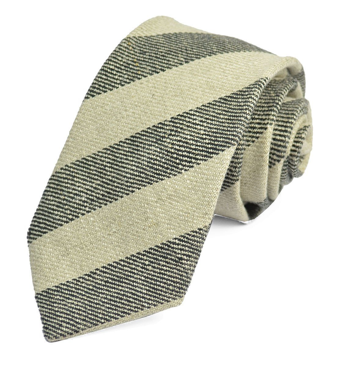 Grey Striped Linen Tie Set by Paul Malone | Paul Malone