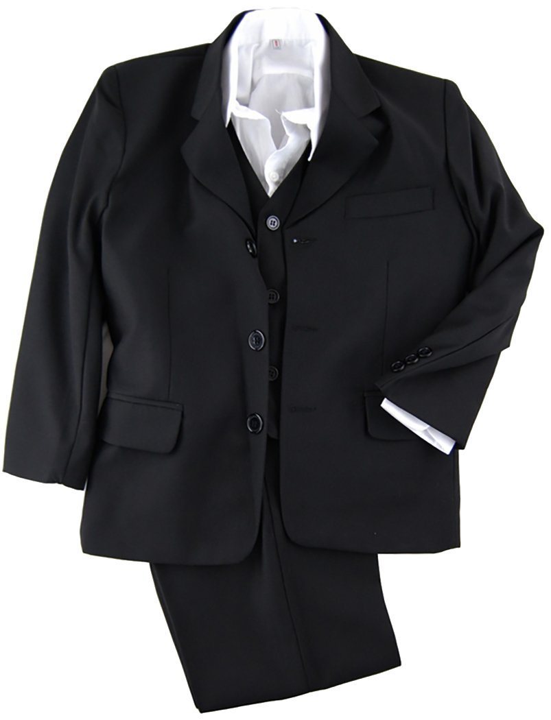 Boys Pinstripe Suit in Black with Dark Red Tie Size 2-20 6 (+$5)