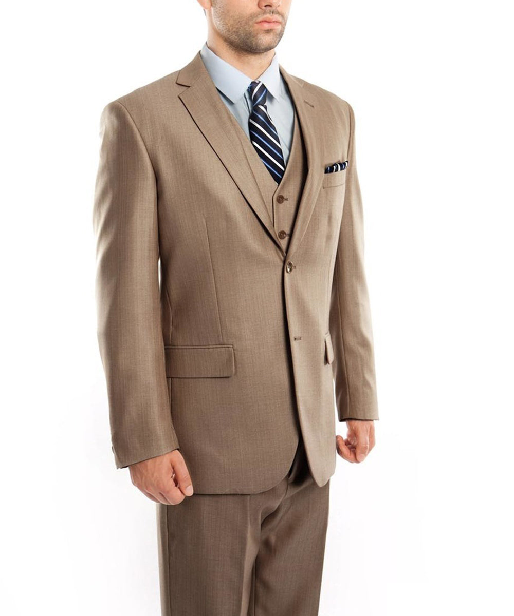 Men's 3 Piece Classic Suit– Wheat Sand Khaki Beige