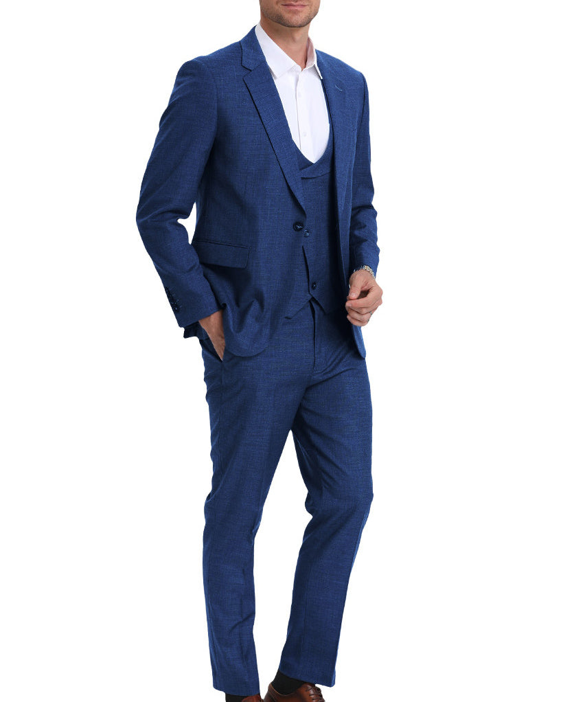 Marine Blue Sharkskin Bespoke Suit