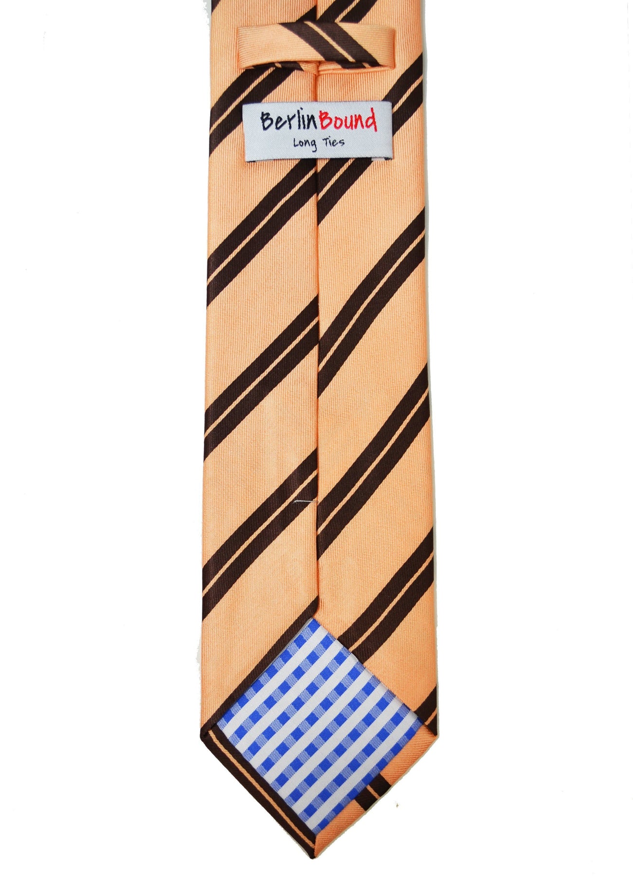 Extra Long Peach and Brown Striped Tie | Paul Malone