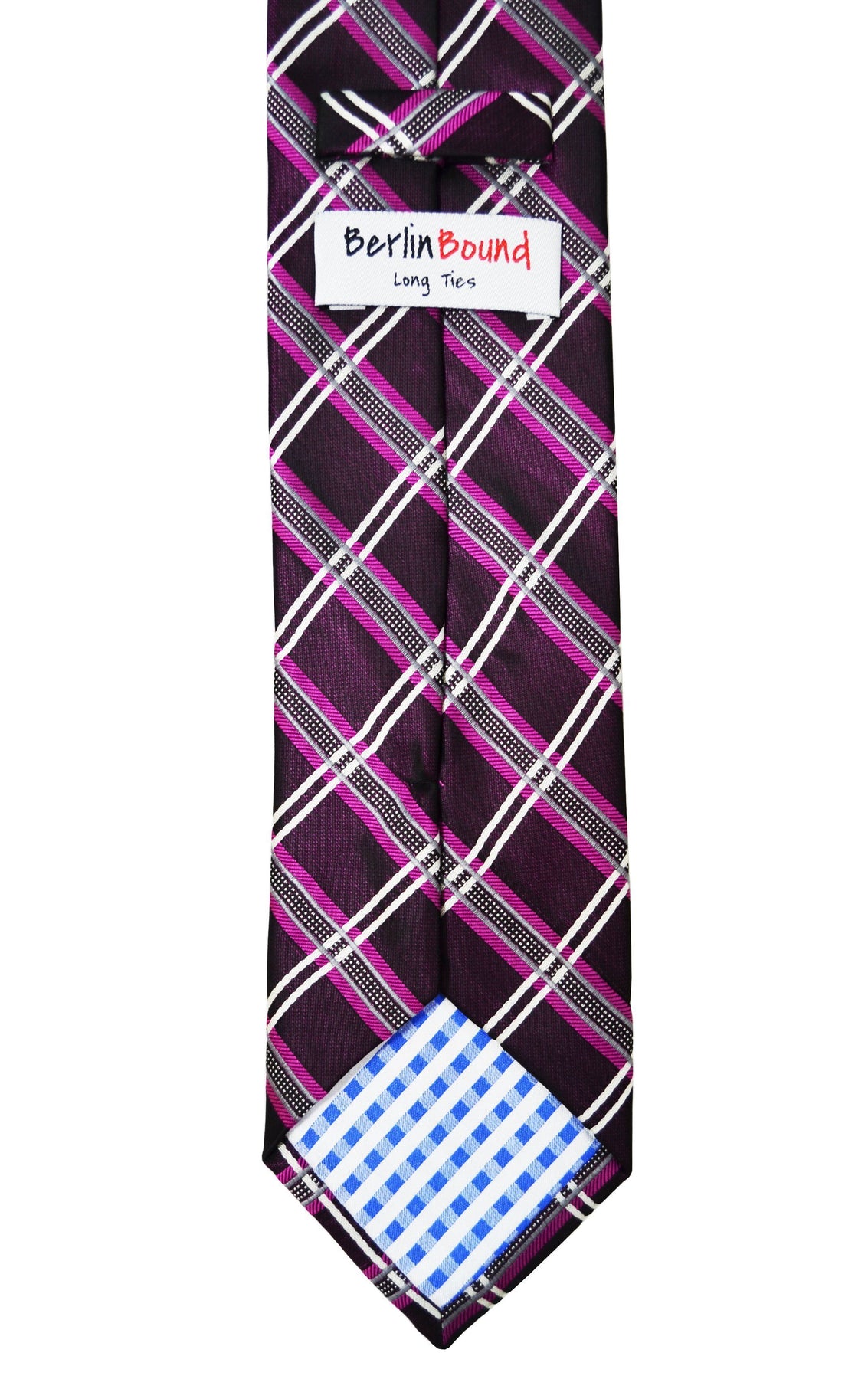 Extra Long Vivid Viola Plaid Men's Tie | Paul Malone